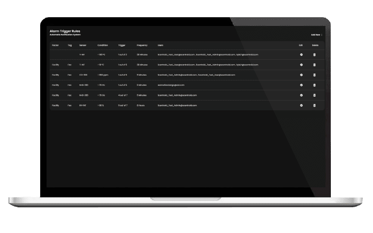 SIMS3 User settings alarm data thresholds set customizable customizing